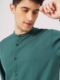 Celio teal green cotton plain shirt-G3-MCS13137