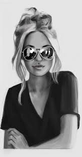 Black And White Glasses Drawing Sunglasses Girl Konni Dee Portrait Girl With Sunglasses Girl Drawing