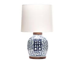 Blue and white peony motif asian porcelain lamp. Vintage Chinese Double Happiness Porcelain Table Lamp With Handmade Silk Shade On Chairish Com Lamp Table Lamp Vintage Table Lamp