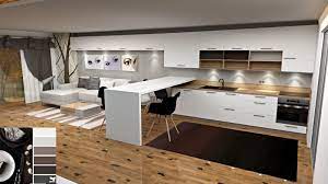 Divide kitchen from living room. Modern Kitchen And Living Room Colour Scheme 3d Model