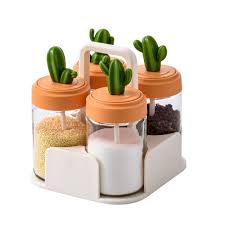 1160 Cactus Kitchen Season Tank Seasoning Bottle Combination Set, Layer (specification):  Four Packs