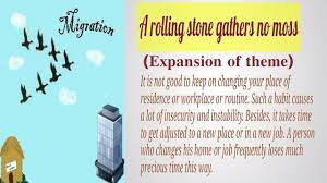 Because a rolling stone gathers no moss. now, years ago this expression was covered in another words and their stories. A Rolling Stone Gathers No Moss Expansion Of Theme Proverb Thought A Rolling Stone Gathers No Moss Youtube