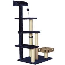 1 Piece Navy Blue 49 5 High Comfort Scratcher Cat Condo Blue Stairs Pet Tree House Kitty Perch Bed Stable Playground Climb Cat Condo Removable Cover Sisal Rope
