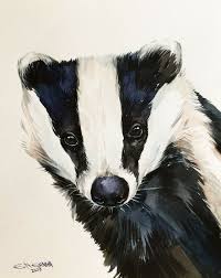 Badger Portrait Wildlife Animal Art Original Watercolor Painting Impressionism Animal Art Original Watercolor Painting Art