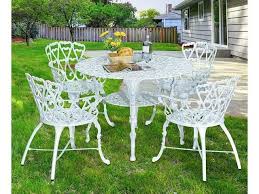 Antique Victorian Cast Aluminum Patio Dining Table White Heart Patio Dining Set Outdoor Patio Furniture Sets Outdoor Patio Decor
