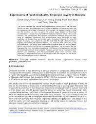 The malaysian administrative modernisation and management planning unit. Pdf Expressions Of Fresh Graduates Employee Loyalty In Malaysia