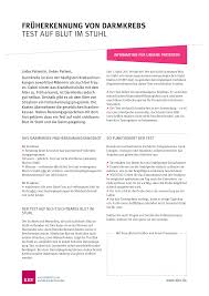Teerstuhl ist ein notfall, der eine sofortige behandlung im spital erfordert. Https Www Kbv De Media Sp Patienteninfo Darmkrebsfrueherkennung Ifobt Pdf