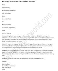 Relieving Letter Format From Employee To Company