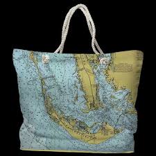 Fl Sanibel Island Fl Water Repellent Nautical Chart Tote