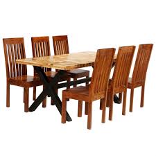 Browse our range of bespoke dining and kitchen tables and buy online to enjoy delivery across australia. Dining Table Set 7 Pieces Solid Acacia And Mango Wood