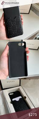 Gucci Iphone 7 8 Leather Case With Pocket In 2020 Black Leather Phone Case Leather Case Leather Phone Case