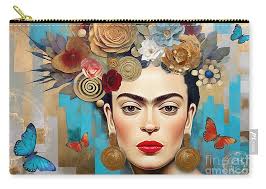 Frida Kahlo Self Portrait 12 Zip Pouch