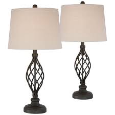 For the past 20 years, franklin iron works has created custom and handcrafted ironwork from their location in franklin. Franklin Iron Works Traditional Table Lamps Set Of 2 Bronze Iron Scroll Tapered Cream Drum Shade For Living Room Family Bedroom Walmart Com Walmart Com