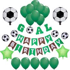 Diy spiral balloon column without stand tutorial: Amazon Com Sports Themed Soccer Party Supplies And Decorations For Girls And Boys 1 Happy Birthday Banner 2 Star 2 Soccer Foil Balloons 16 Green Latex Balloons Supplies And Favors For Girls Boys Kids