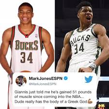 That's a big jump in size, but that's over several years. Espn Giannis Antetokounmpo Said He S Gained 51 Pounds Of Facebook