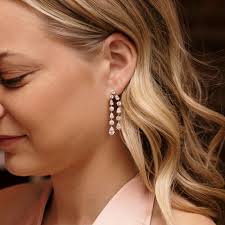 Round and Pear Two Strand Chandelier Earrings