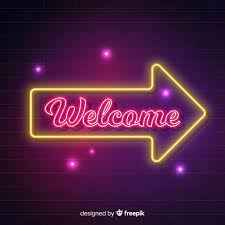 Modern Welcome Sign Post With Neon Light Style Free Vector Anuncios De Ropa Letrero De Neon Fondos Para Logo
