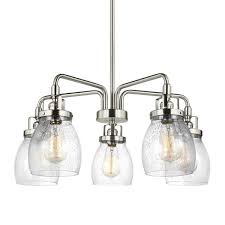 Sea Gull Lighting Belton 5 Light Brushed Nickel Modern Contemporary Seeded Glass Shaded Chandelier 3114505 962 Rona