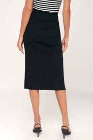 Ladies high waist mini skirt bershka women short uk 14. Black Pencil Skirt Ribbed Sweater Skirt Midi Skirt Skirt Lulus