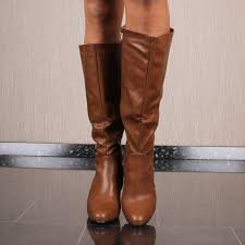 The booties are composed of a faux leather material. Women S Faux Leather Boots With Block Heel Camel 49 95