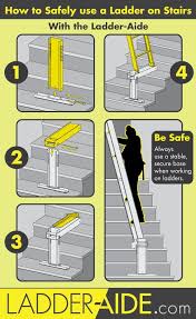 Place the base on the lower stair and slide the upright into the base. How To Use A Ladder On Stairs Safely And Easily With The Ladder Aide Great For Painting Changing Lightbulbs Home Workshop Diy Home Repair Home Maintenance