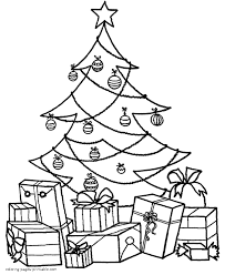 Keep your kids busy doing something fun and creative by printing out free coloring pages. Coloring Page Christmas Tree And Many Presents Coloring Library