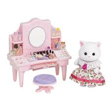 Calico Critters Cosmetic Counter With Nora Persian Cat Makyaj Masasi Minis Makyaj