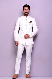 White Designer Bandhgala Jodhpuri Suit Designer Suits For Men Mens Outfits Wedding Suits Men