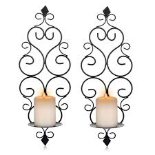 Modern simple table centerpieces decorative wedding hanging wall candle sconces candle stand holder. Sziqiqi Iron Wall Candle Sconce Holder Set Of 2 Hanging Wall Mounted Pillar Candle Sconces Holder Wall Sconces Decor For Bedroom Dining Room Living Room Bathroom Black Buy Online In Antigua And