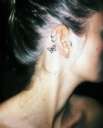 Pink butterfly tattoo on neck. Top 110 Best Behind The Ear Tattoo Designs For Women Feminine Ideas