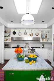 A Malibu Home With Electric Color Green Kitchen Island Contemporary Kitchen Kitchen Inspirations