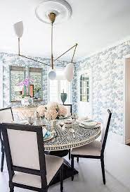 Pattern Play In Savannah In 2021 Dinning Room Wallpaper Dining Room Table Settings Dining Room Interiors