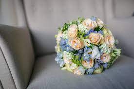 Goldener spatz, gera / erfurt. Bridal Bouque Blue Apricot Brautstrauss Apricot Blau Blumenstrauss Hochzeit Brautstrauss Braut Blumen