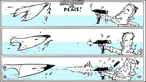 In the long running middle east conflict, both israel and palestine claim the moral high ground of peace while both firing missles on the other, for the times. Israel Palestine A Spiral Of Violence Cartooning For Peace