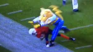 Watch the colts mascot destroy kids on the football field. Nuggets Mascot Obliterates Youth Football Player Then Taunts Him Sbnation Com