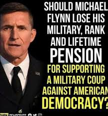 SHOULD MICHAEL FLYNN LOSE HIS MILITARY, RANK AND LIFETIME PENSION FOR  SUPPORTING A MILITARY COUP AGAINST AMERICAN DEMOCRACY? JIDV NEMONDATO