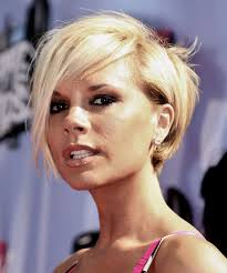 Victoria beckham blonde bob haircut with slicked side. Victoria Beckham Short Straight Layered Light Blonde Bob Haircut With Side Swept Bangs