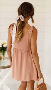 Dusty Pink Shoulder Tie Shift Dress Dresses Fashion Summer Dresses