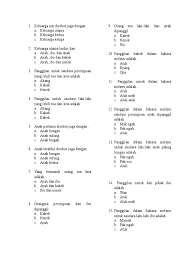 Soal ulangan tengah semester 2 tahun pelajaran 2018/2019 lembar soal mata pelajaran satuan pendidikan kelas hari / Soal Bmr Kls 1