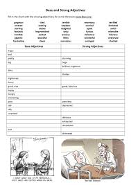 Base And Strong Adjectives Adjectives Adjective Worksheet Adjectives Activities