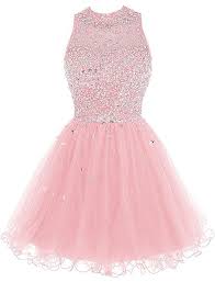 Amazon Com Bbonlinedress Short Tulle Beading Homecoming Dress Prom Gown Pink 4 Clothing Kleider Feine Kleider Abschlussball Kleider