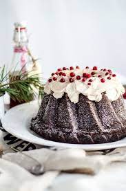 A rich, chocolate cake batter is swirled with a whole cup of brewed coffee, poured into a bundt cake pan and baked until fluffy. For Christmas Chocolate Bundt Cake With Ginger Bread Frosting Spicy Chocolate Christmas Food Chocolate Bunt Cake