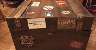 Full Size Dyi Harry Potter Trunk Made From Cardboard Box Harry Potter Birthday Pro Harry Potter Valentines Harry Potter Props Harry Potter Valentine Box Ideas