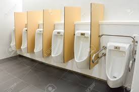 Partitions anchor to the floor and walls. Clean And Modern Public Men Toilet With Friendly Design For People Stock Photo Picture And Royalty Free Image Image 121949275