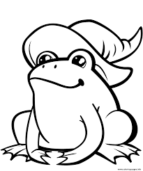 These spring coloring pages are sure to get the kids in the mood for warmer weather. Cute Frog In Witch Hat Coloring Pages Printable