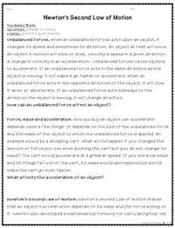 Newton S Laws Of Motion Nonfiction Comprehension Article And Activity Newtons Laws Newtons Laws Of Motion Nonfiction Comprehension