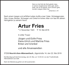 Traueranzeigen von Artur Fries