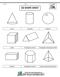 3d Geometric Shapes Sheet Bw Shapes Worksheet Kindergarten Shapes Worksheets Shapes Kindergarten