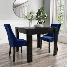 Find ideas and inspiration for navy blue dining room to add to your own home. Vivienne Black High Gloss Dining Table Flip Top With 2 Navy Blue Velvet Dining Chairs Furniture123