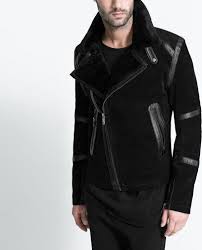 Zara Black Faux Leather Shearling Fur Double Faced Biker Jacket Aviator Coat  New | Ebay